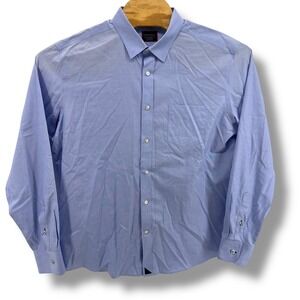 UNTUCKit Mens XXL Slim Fit Wrinkle Free Cotton Button Down Shirt Light Blue Long